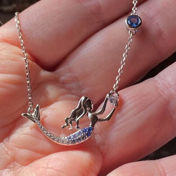 Mermaid CZ Sterling Silver Necklace - Picture 4 of 5